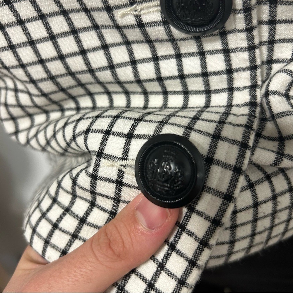 Cabi 3173 Windowpane Check Blazer Jacket Black White XXS Cropped Crest Button - Picture 5 of 10